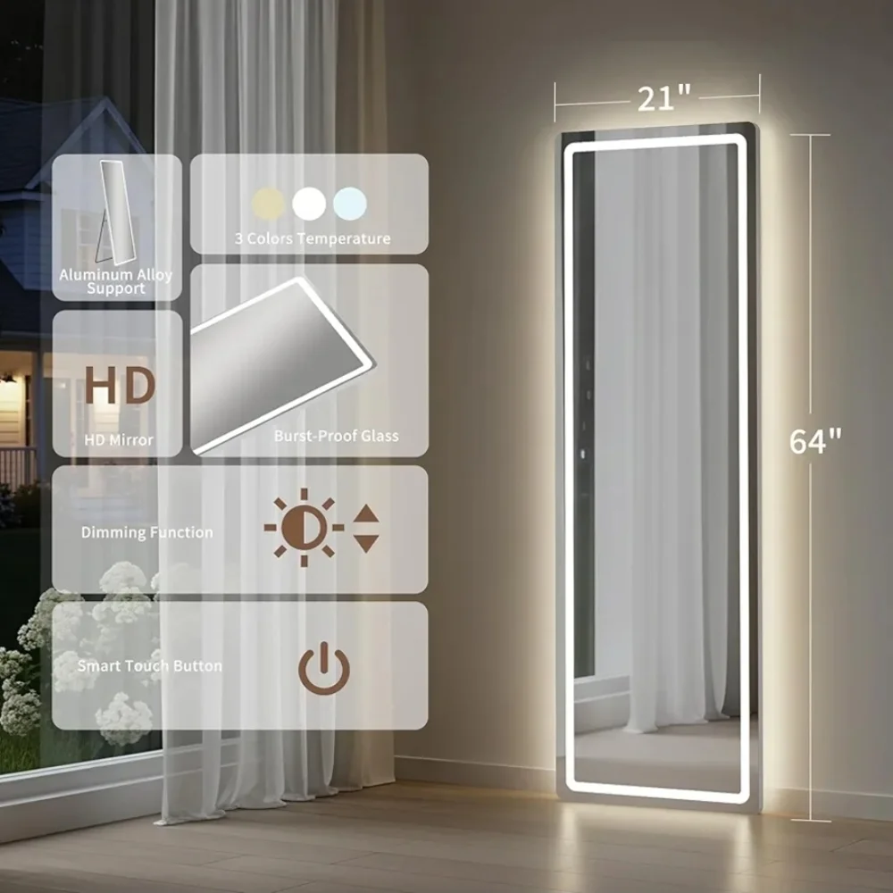 LED Full-Length Mirror with Touch Control
